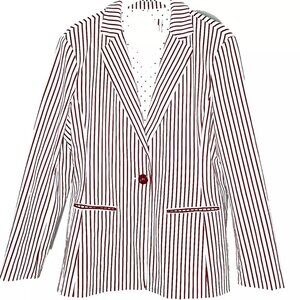 Chadwicks of Boston Blazer Cotton Red Stripe Preppy Christmas Ms Claus Career 18
